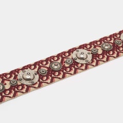 Dior Burgundy Canvas and Leather Studded Saddle Shoulder Bag Strap