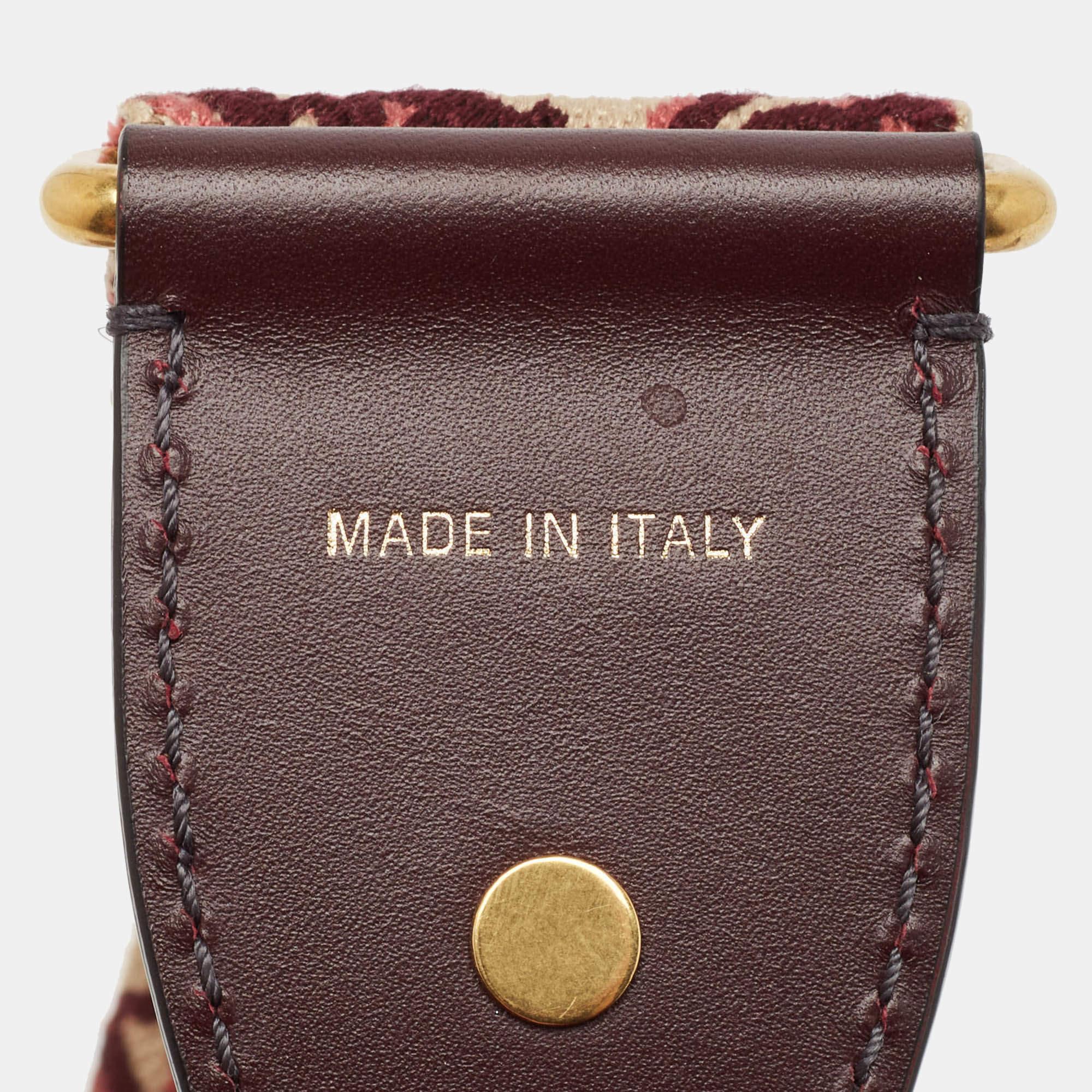 Women's Dior Burgundy Canvas and Leather Studded Saddle Shoulder Bag Strap