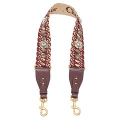 Dior Burgundy Canvas and Leather Studded Saddle Shoulder Bag Strap