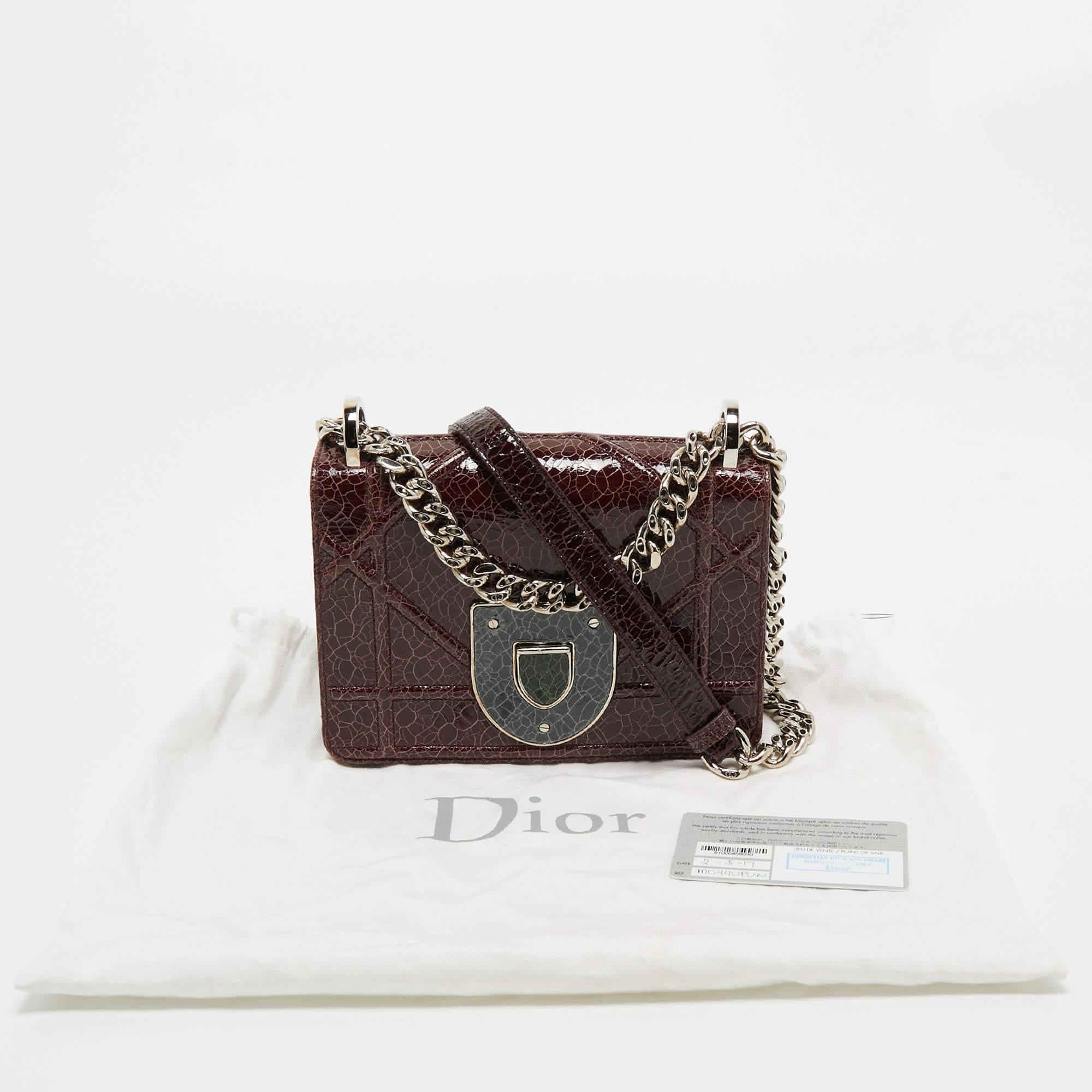 Dior Burgundy Ceramic Effect Leather Diorama Club Shoulder Bag For Sale 8