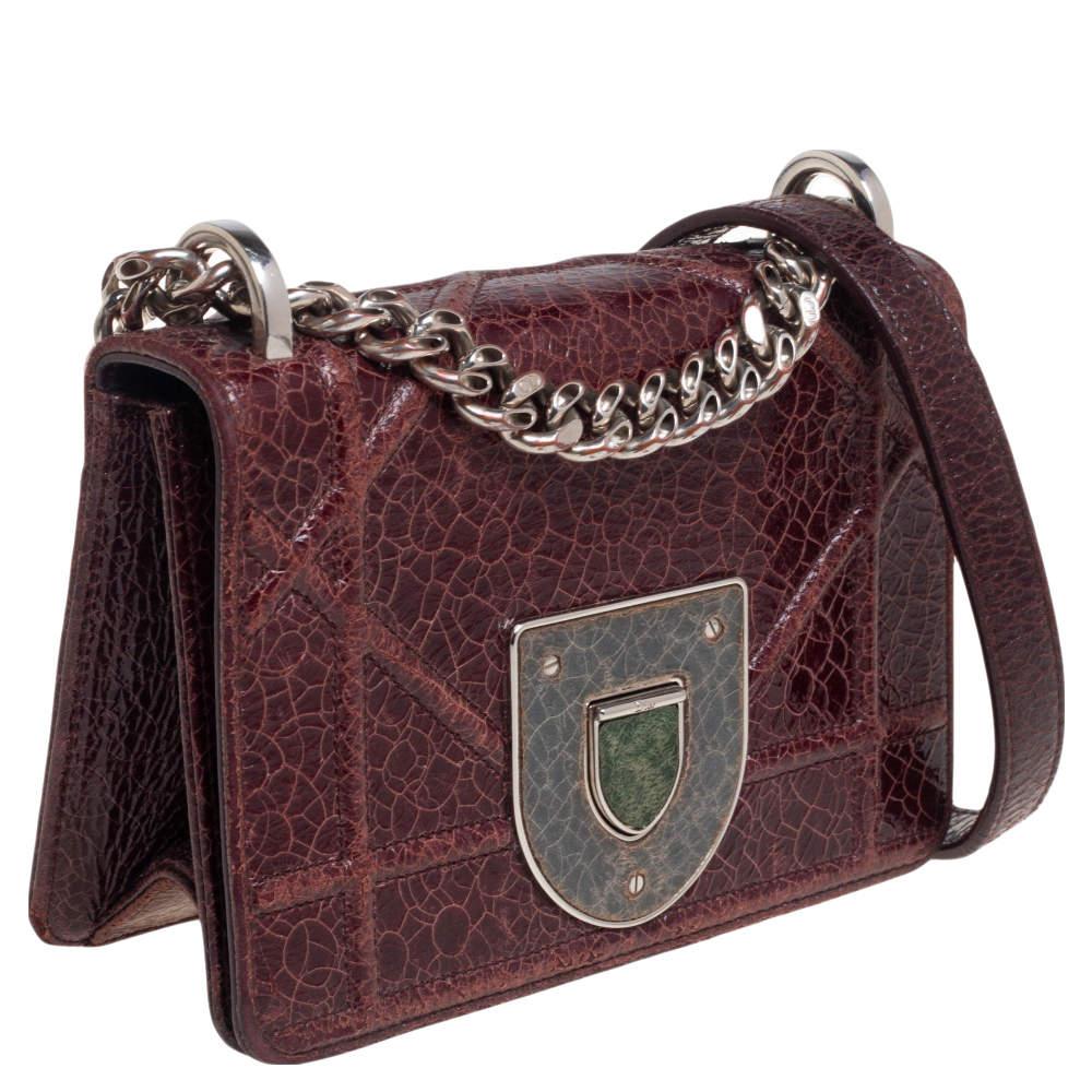 Dior Burgundy Ceramic Effect Leather Diorama Club Shoulder Bag 7