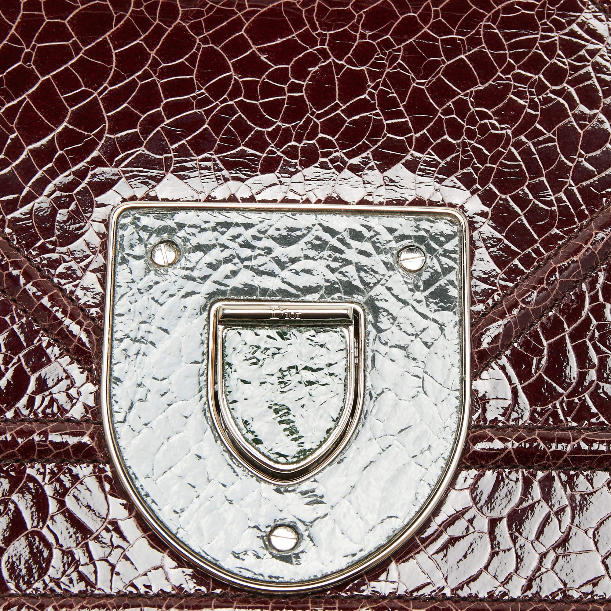 Dior Burgundy Ceramic Effect Leather Diorama Club Shoulder Bag For Sale 1