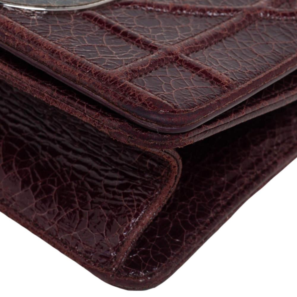 Women's Dior Burgundy Ceramic Effect Leather Diorama Club Shoulder Bag