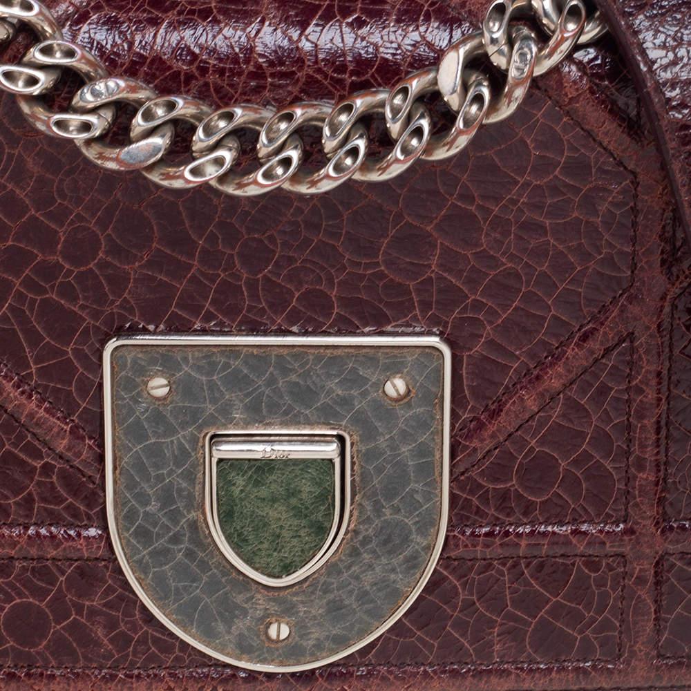 Women's Dior Burgundy Ceramic Effect Leather Diorama Club Shoulder Bag For Sale