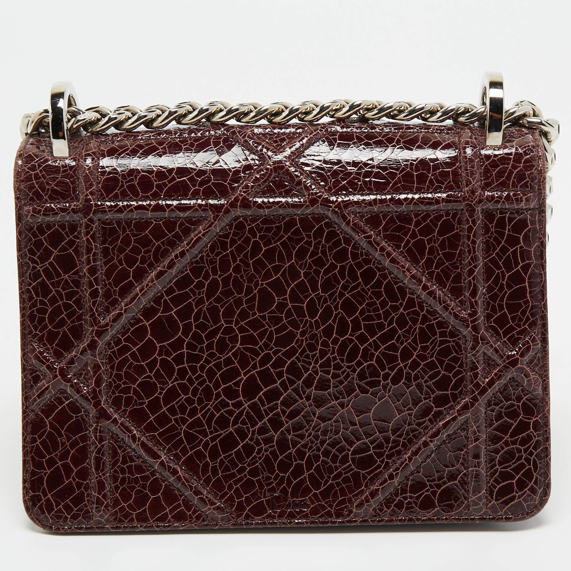 Dior Burgundy Ceramic Effect Leather Diorama Club Shoulder Bag 4