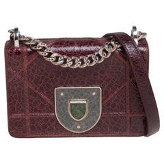 Dior Burgundy Ceramic Effect Leather Diorama Club Shoulder Bag