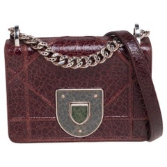 Dior Burgundy Ceramic Effect Leather Diorama Club Shoulder Bag