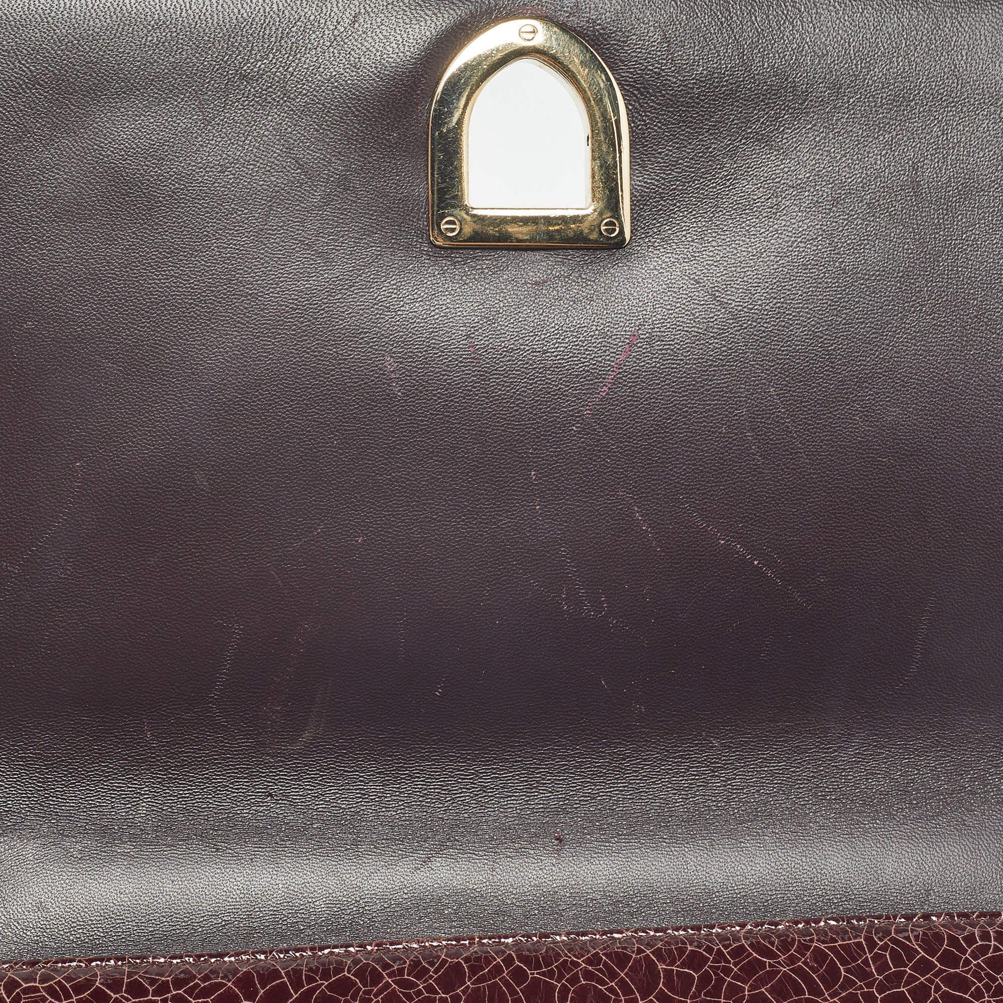 Dior Burgundy Crackled Leather Medium Diorama Flap Shoulder Bag 6