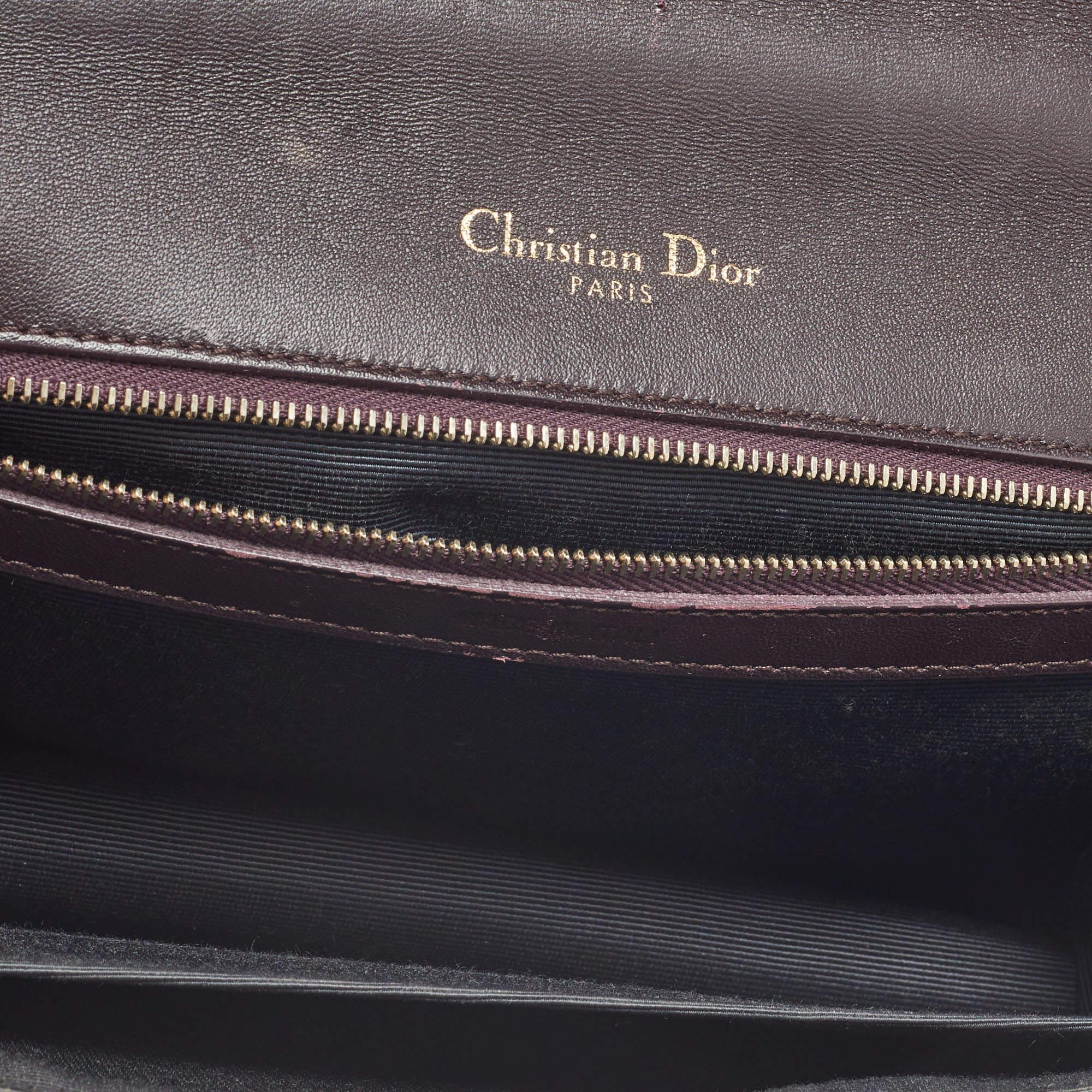 Dior Burgundy Crackled Leather Medium Diorama Flap Shoulder Bag 7
