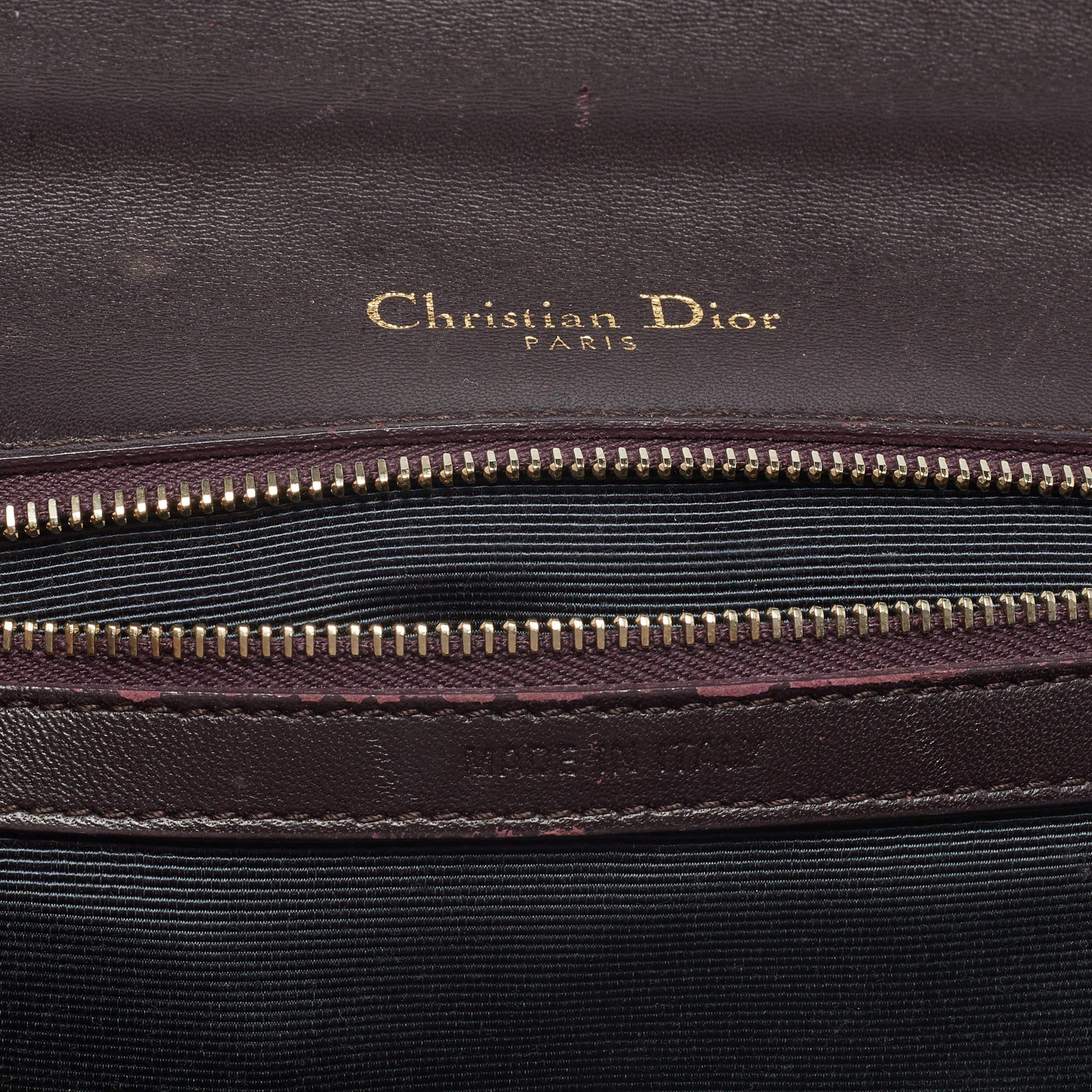 Dior Burgundy Crackled Leather Medium Diorama Flap Shoulder Bag 8
