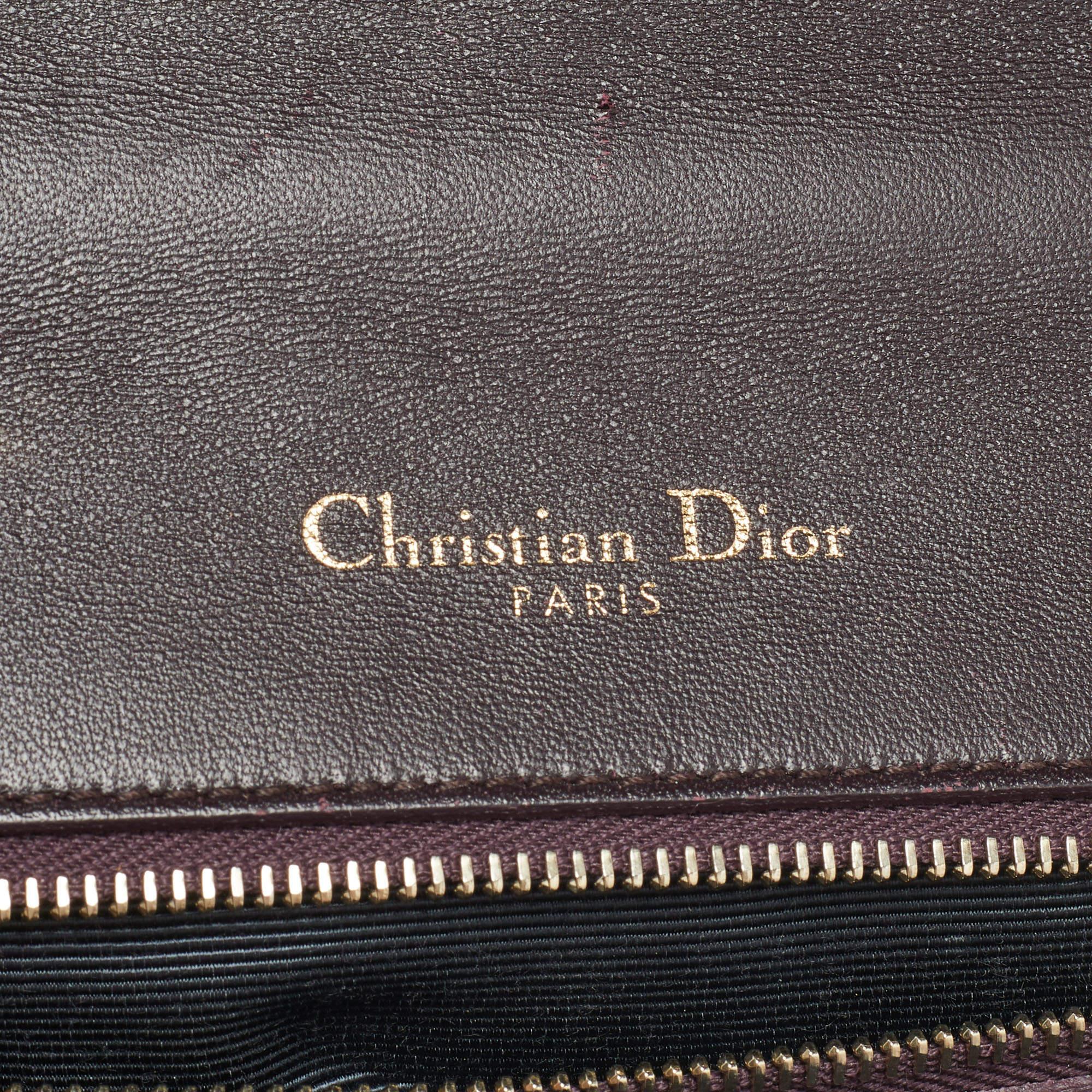 Dior Burgundy Crackled Leather Medium Diorama Flap Shoulder Bag 10