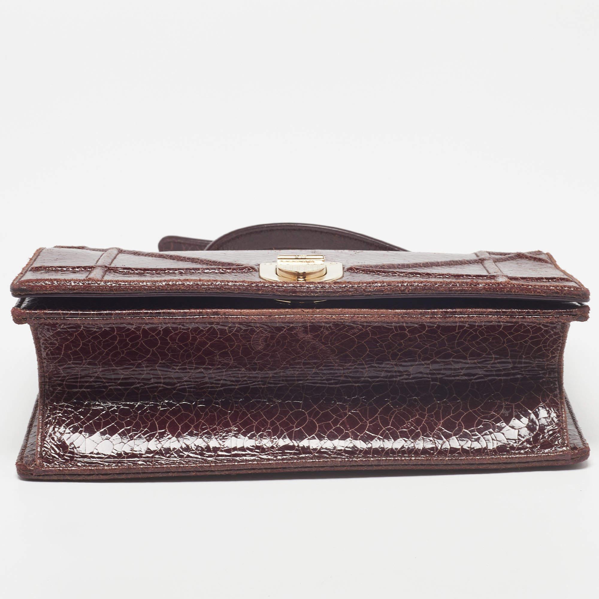Dior Burgundy Crackled Leather Medium Diorama Flap Shoulder Bag 1