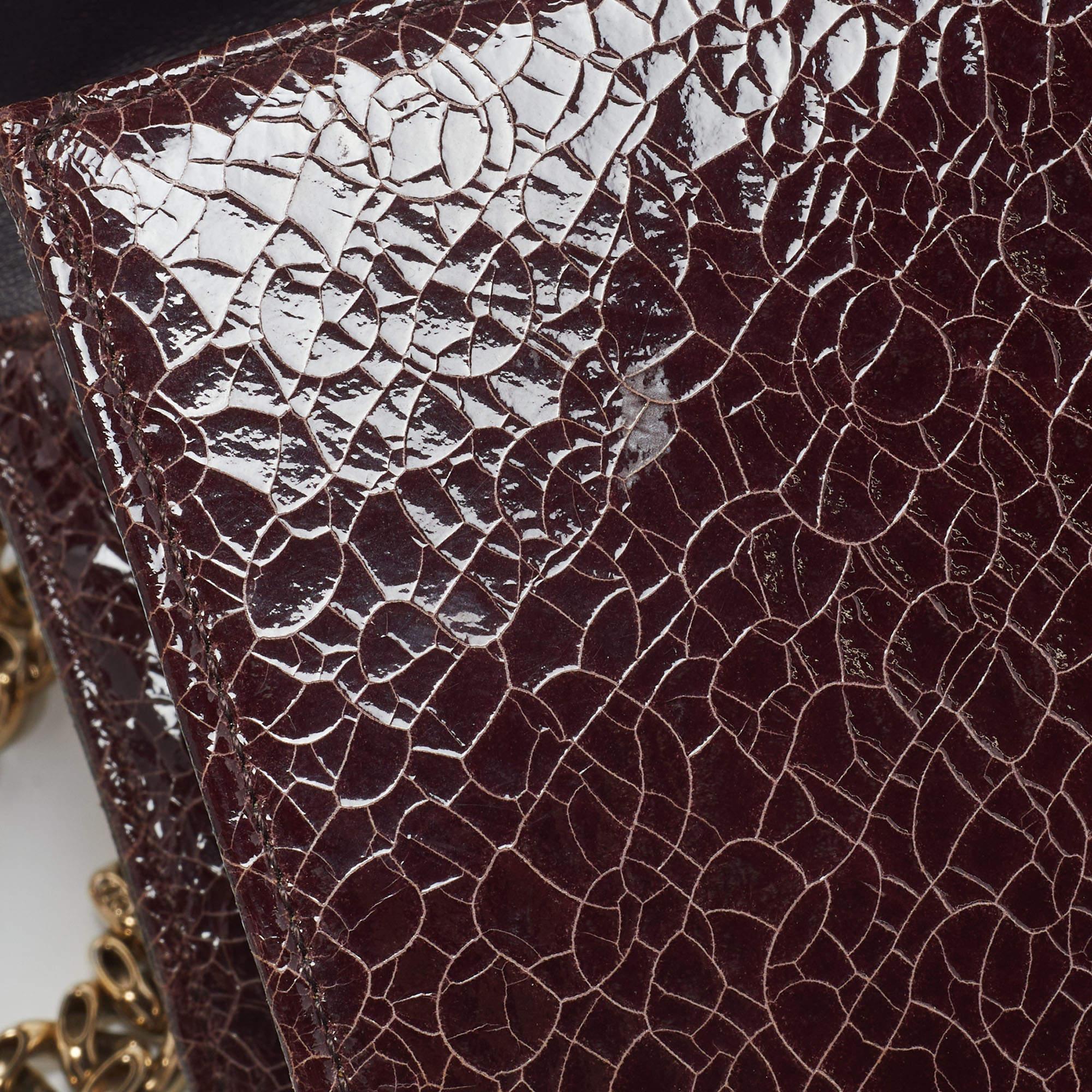 Dior Burgundy Crackled Leather Medium Diorama Flap Shoulder Bag 4