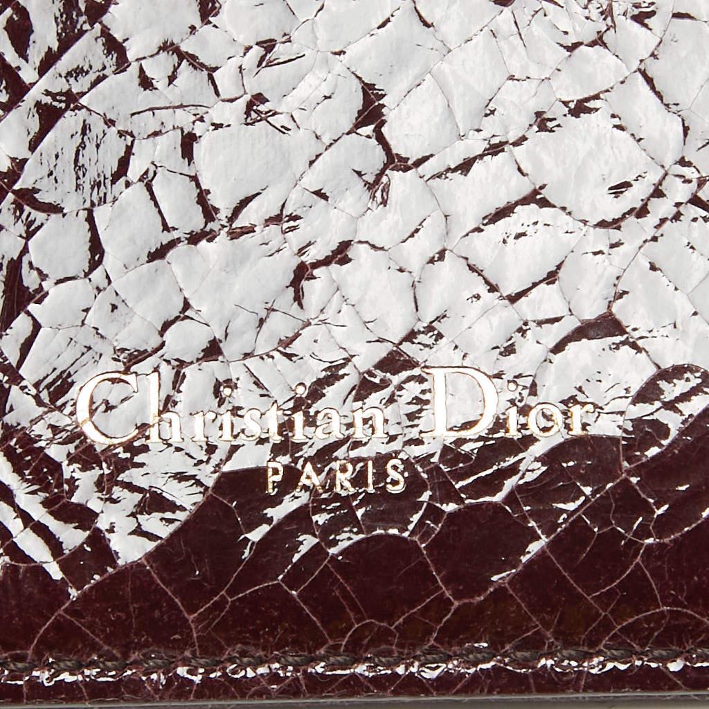 Dior Burgundy Crackled Patent Leather Diorama Card Holder 4