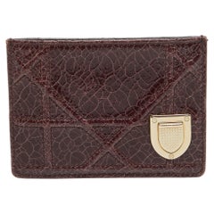Dior Burgundy Crackled Patent Leather Diorama Card Holder