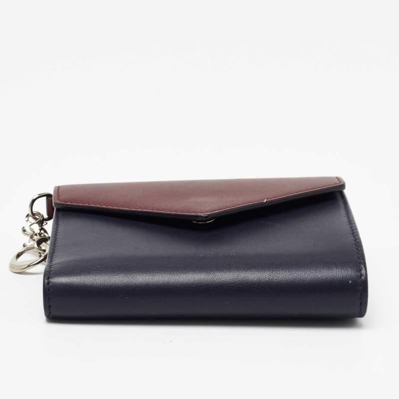Black Dior Burgundy/Dark Blue Leather Diorissimo Envelope Wallet