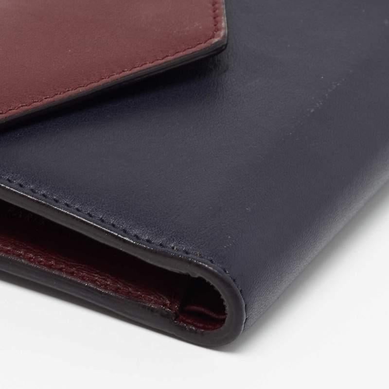 Dior Burgundy/Dark Blue Leather Diorissimo Envelope Wallet For Sale 2