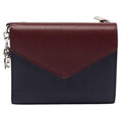 Used Dior Burgundy/Dark Blue Leather Diorissimo Envelope Wallet