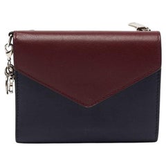 Dior Burgundy/Dark Blue Leather Diorissimo Envelope Wallet