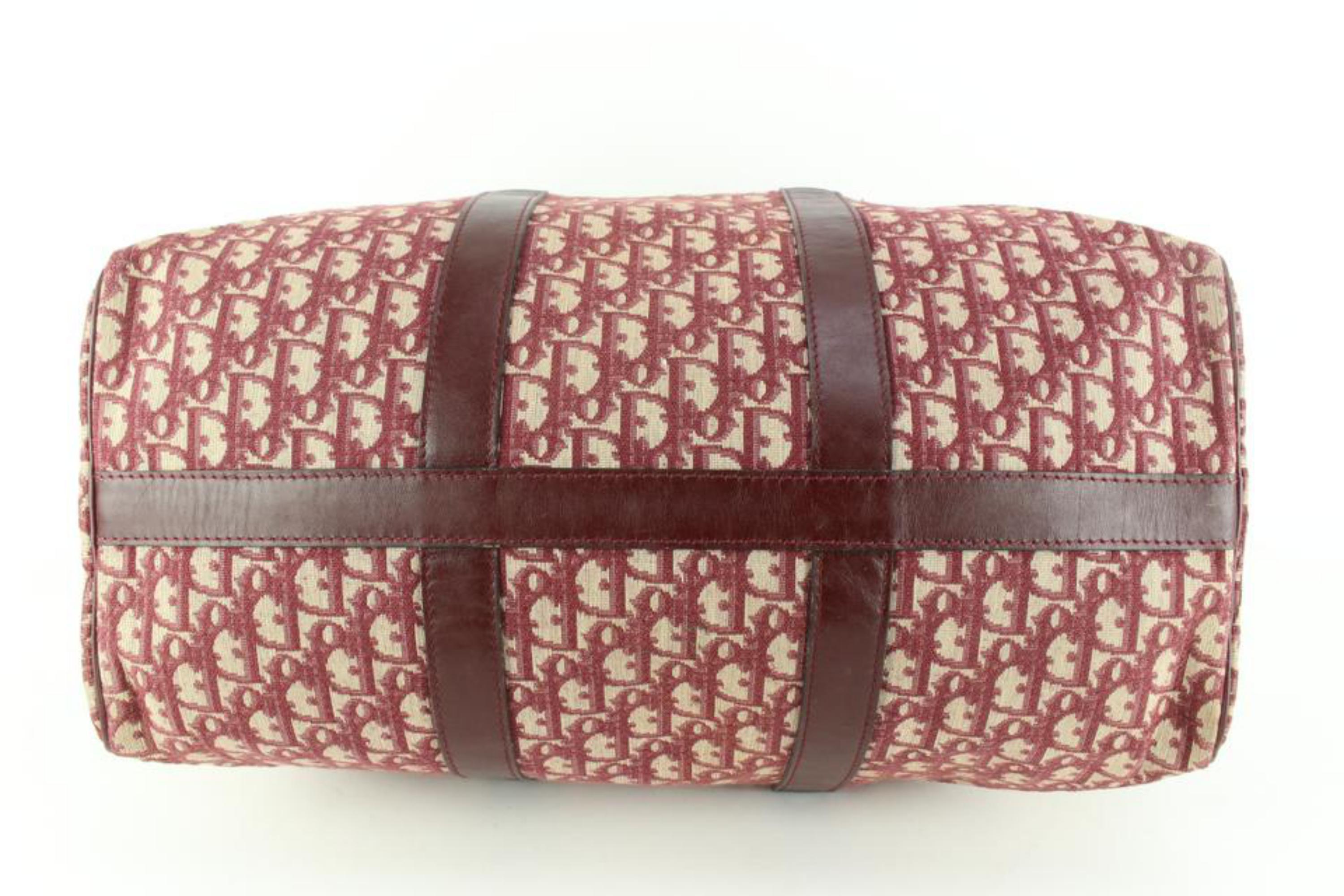 Dior Burgunderrot Dunkelrot Monogramm Trotter Boston Duffle Bag 64d55s (Rot) im Angebot