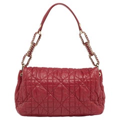 Dior Burgundy Leather Delices Gaufre Shoulder Bag