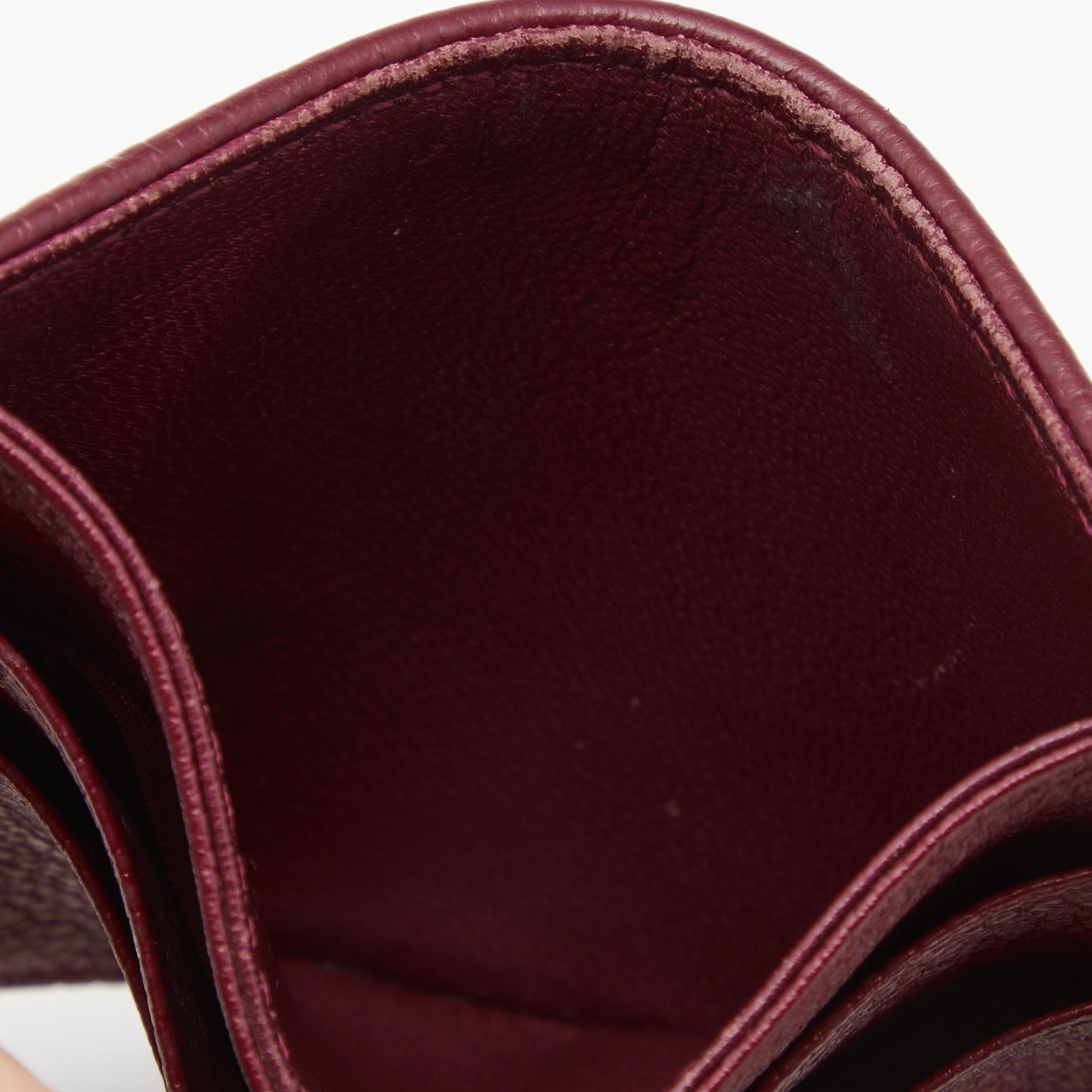 Women's Dior Burgundy Leather Diorama Card Holder