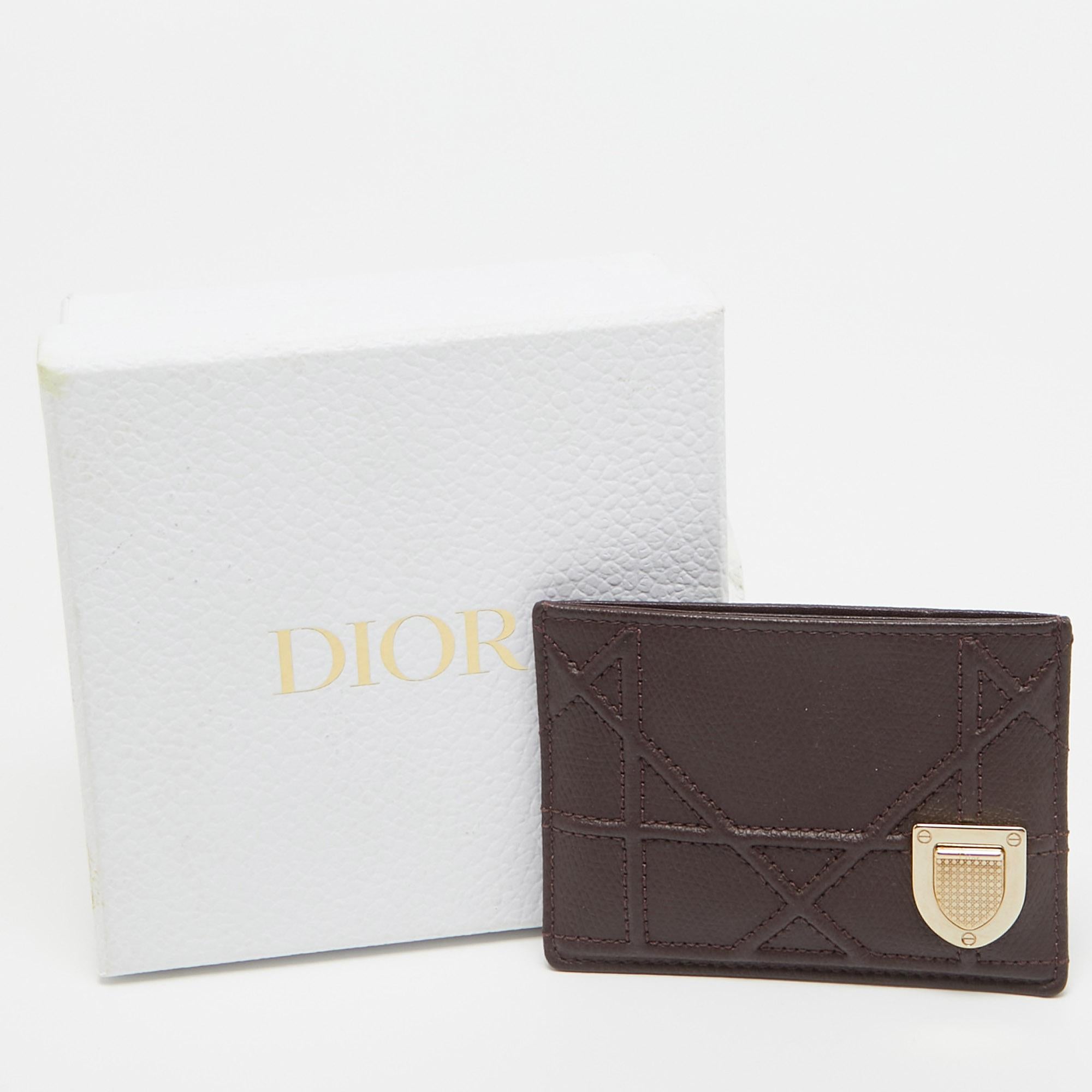 Dior Burgundy Leather Diorama Card Holder For Sale 1