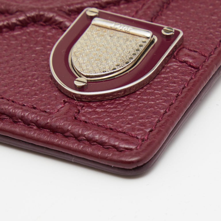 Dior Burgundy Leather Diorama Card Holder For Sale 2