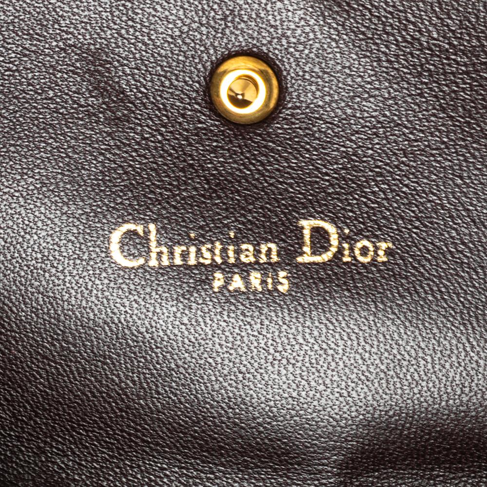 Dior Burgundy Leather Diorama Studded Compact Wallet 4