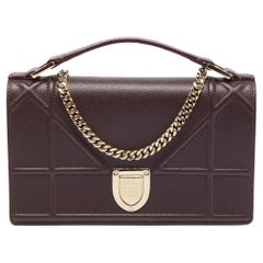 Dior Burgundy Leather Diorama Top Handle Bag