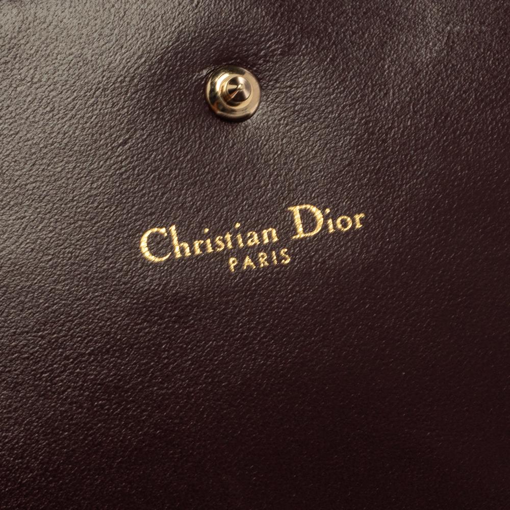 Dior Burgundy Leather Diorama Wallet On Chain 5