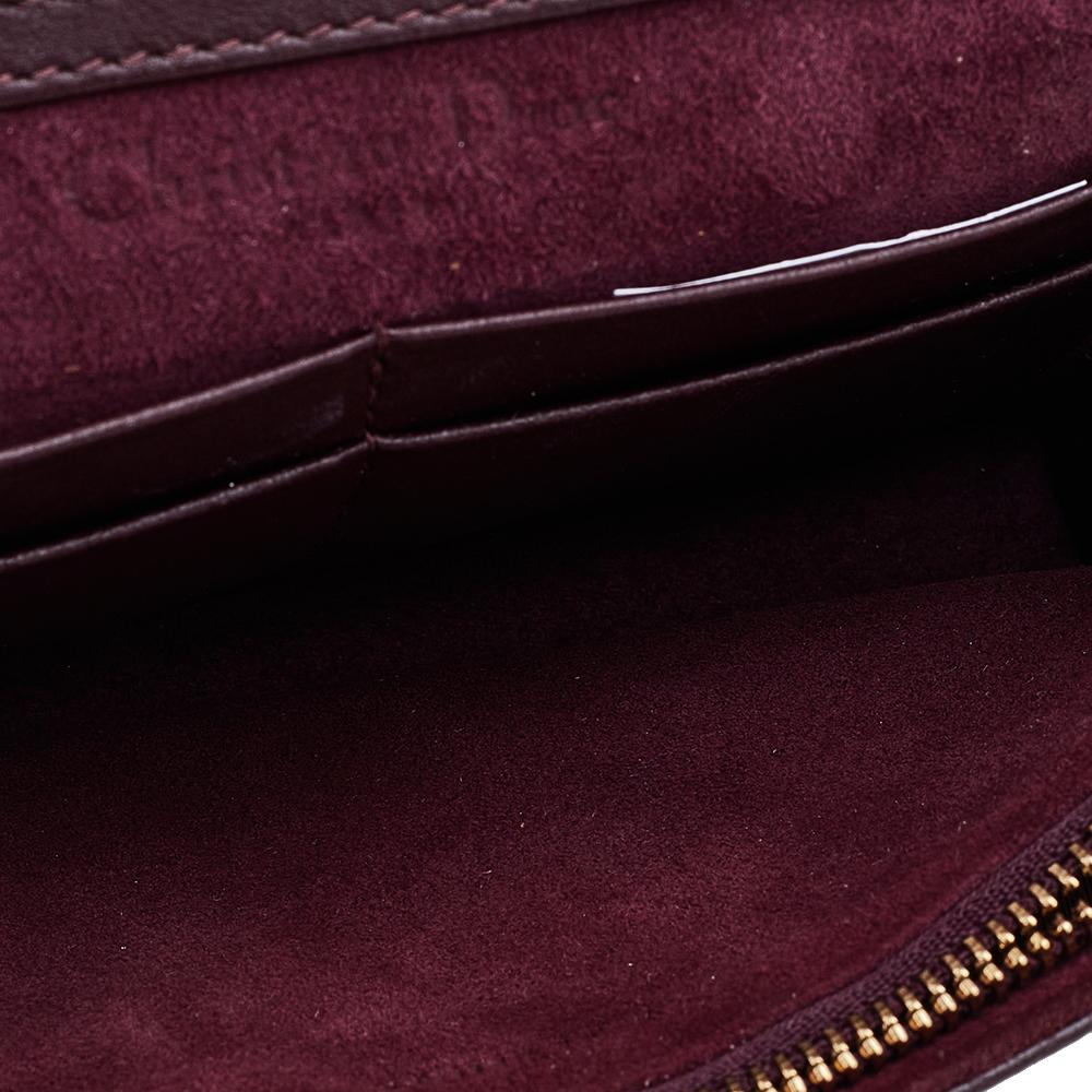 Dior Burgundy Leather Diorama Wallet On Chain 6