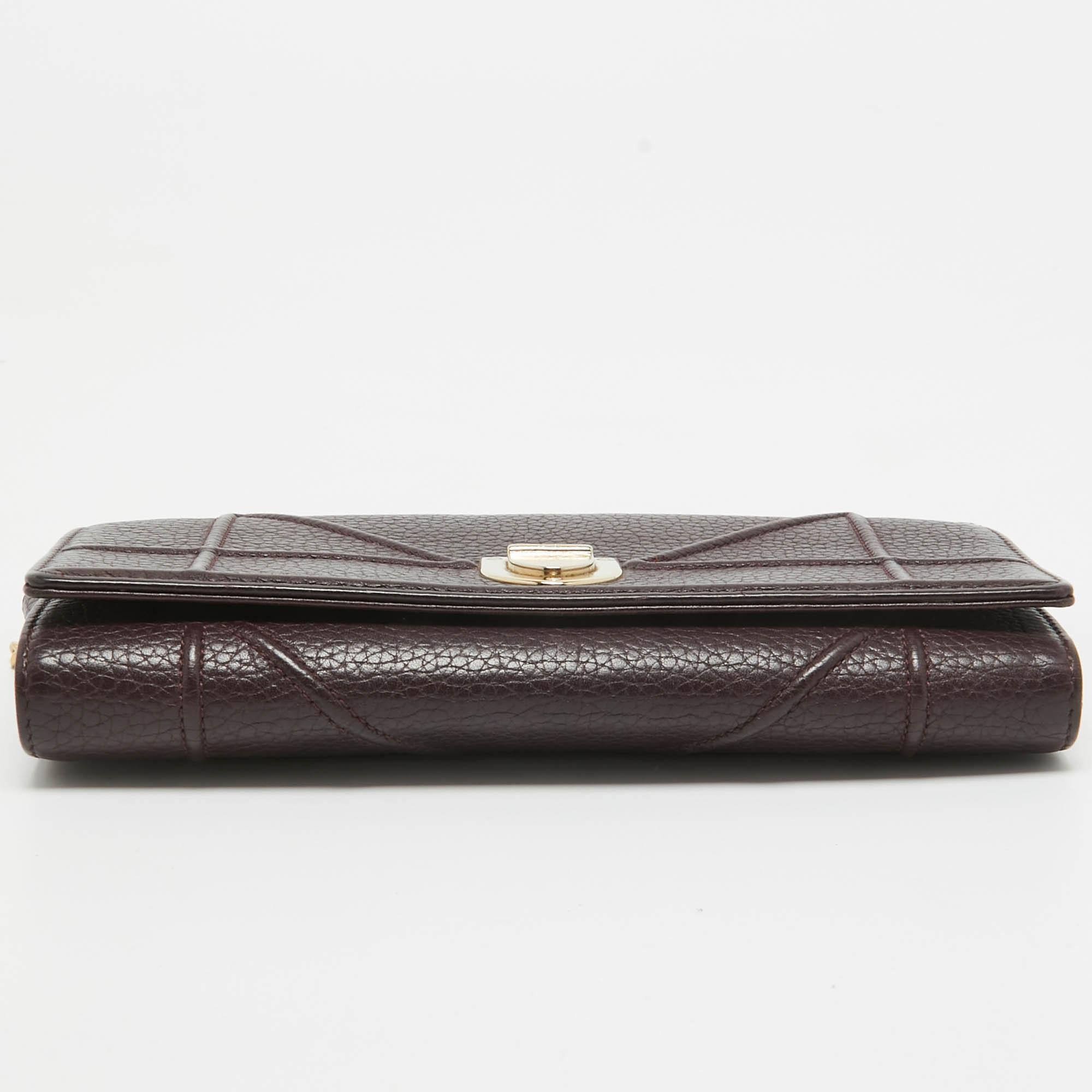 Dior Burgundy Leather Diorama Wallet on Chain 1