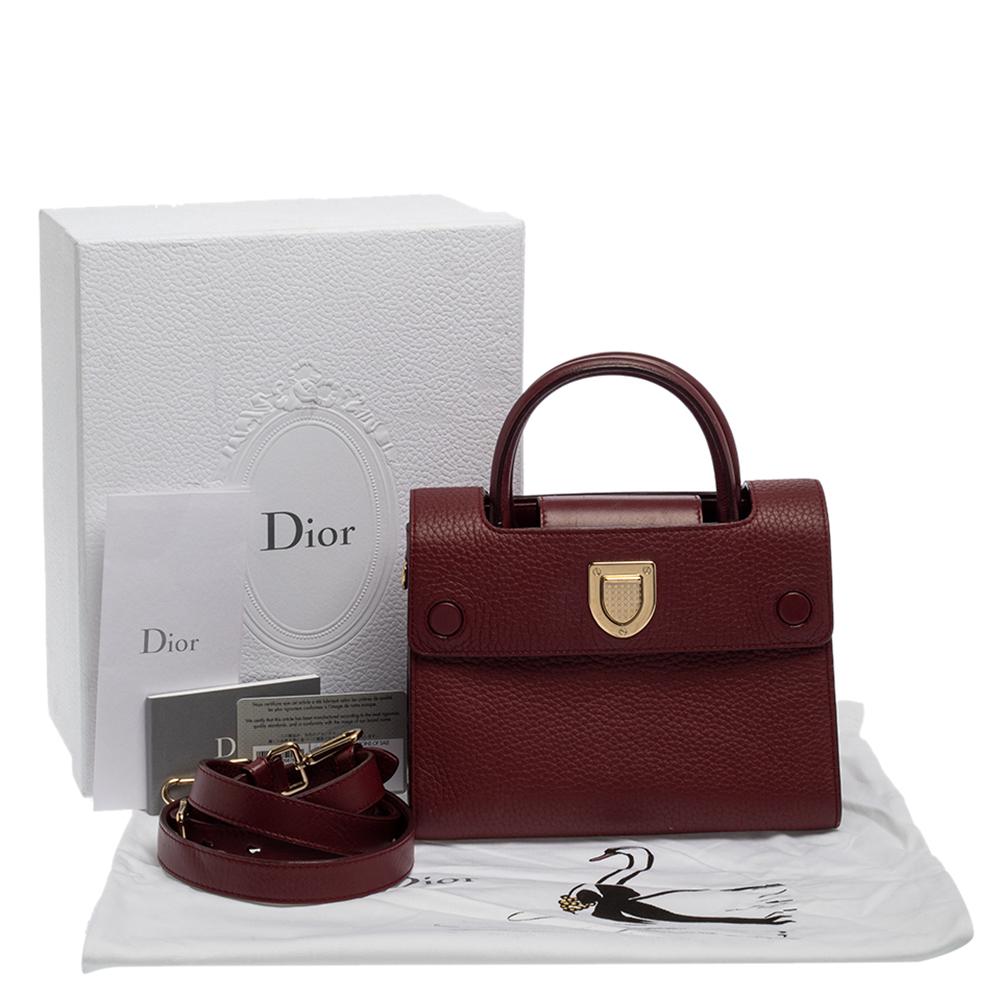 Dior Burgundy Leather Diorever Top Handle Bag 6
