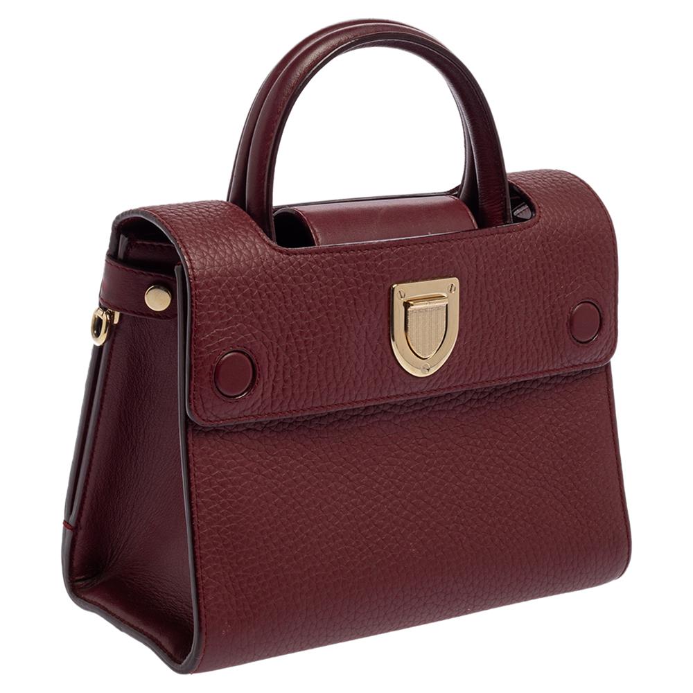 Dior Burgundy Leather Diorever Top Handle Bag In Fair Condition In Dubai, Al Qouz 2