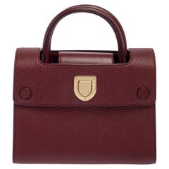 Dior Burgundy Leather Diorever Top Handle Bag