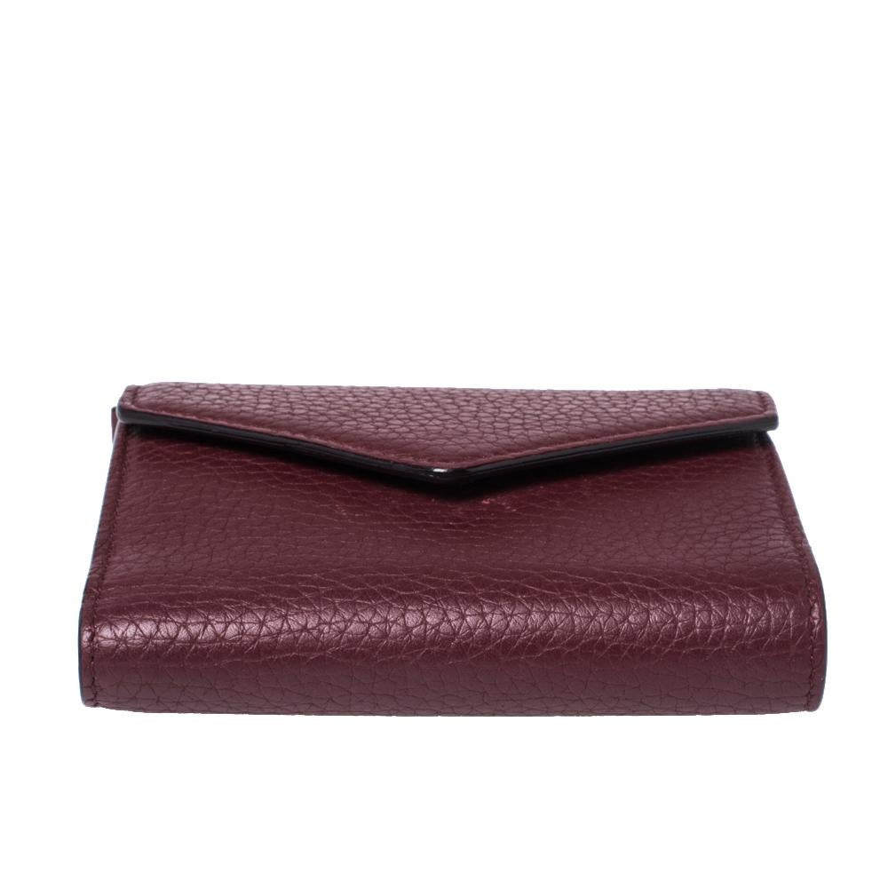 Black Dior Burgundy Leather Diorissimo Envelope Wallet