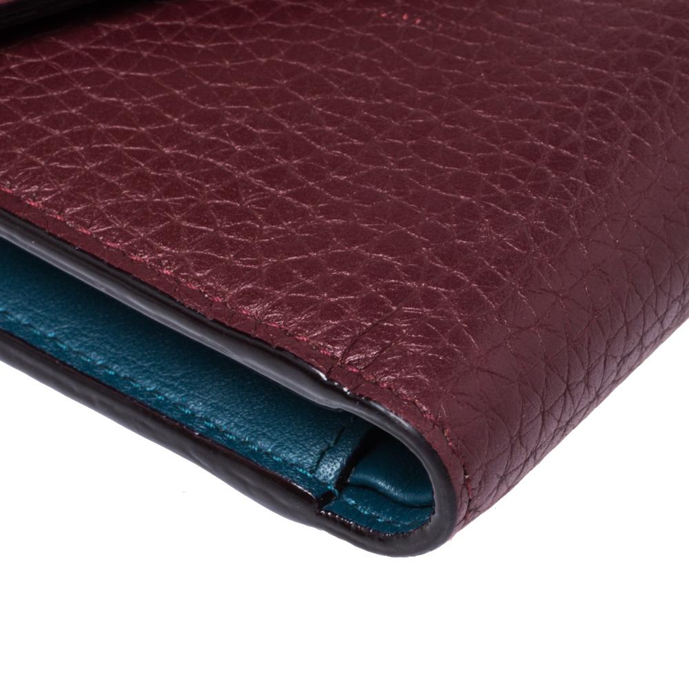 Dior Burgundy Leather Diorissimo Envelope Wallet In Good Condition In Dubai, Al Qouz 2