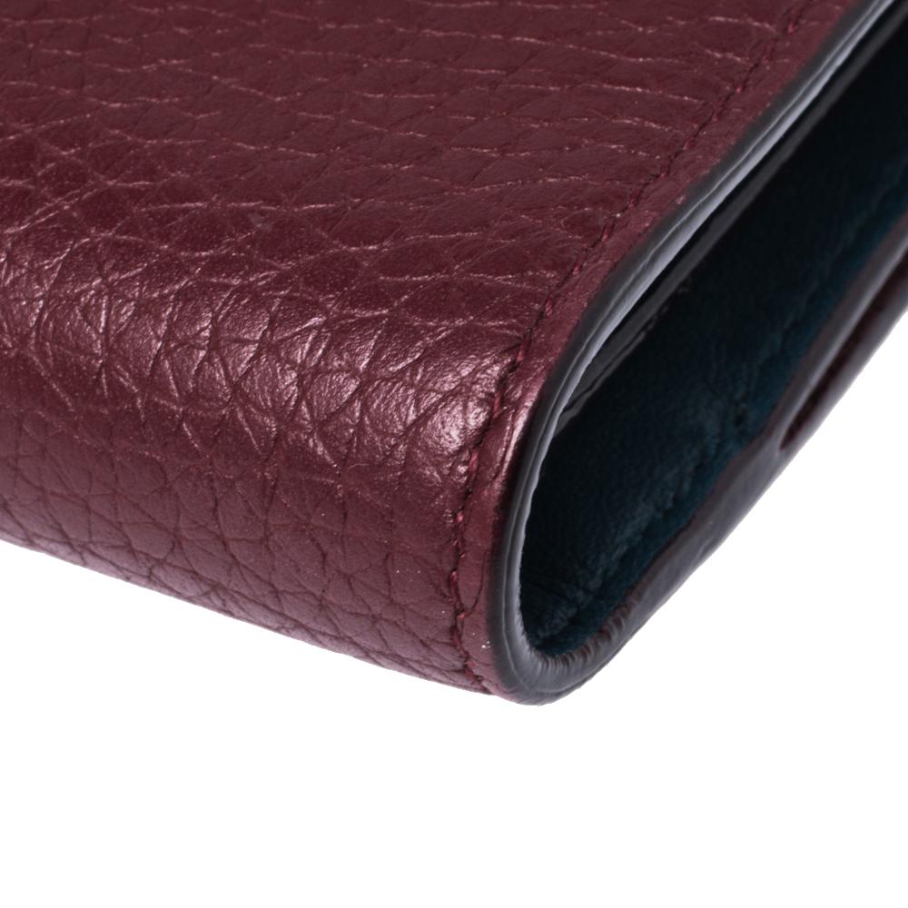 Women's Dior Burgundy Leather Diorissimo Envelope Wallet