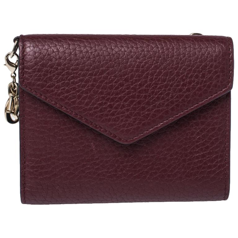 Dior Burgundy Leather Diorissimo Envelope Wallet