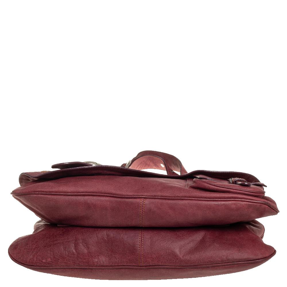 Dior Burgundy Leather Double Saddle Shoulder Bag 4