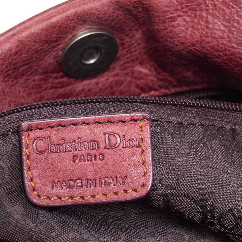 Women's Dior Burgundy Leather Double Saddle Shoulder Bag