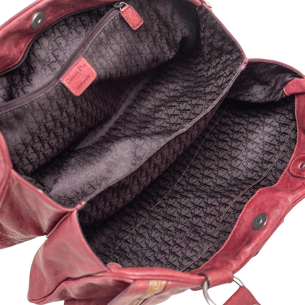 Dior Burgundy Leather Double Saddle Shoulder Bag 2