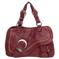 Dior Burgundy Leather Double Saddle Shoulder Bag