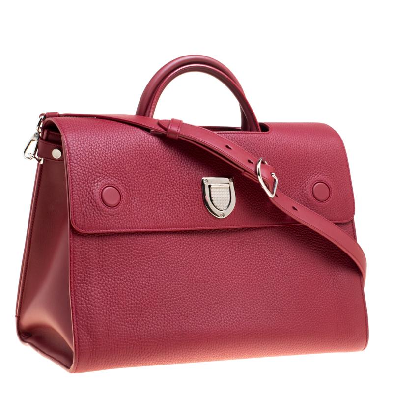 Dior Burgundy Leather Large Diorever Bag In Excellent Condition In Dubai, Al Qouz 2