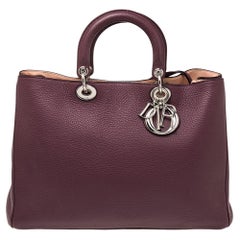Dior - Grand sac cabas en cuir bordeaux Diorissimo Shopper Fourre-tout