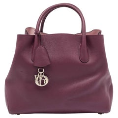 Dior Burgundy Leather Large Open Bar Tote