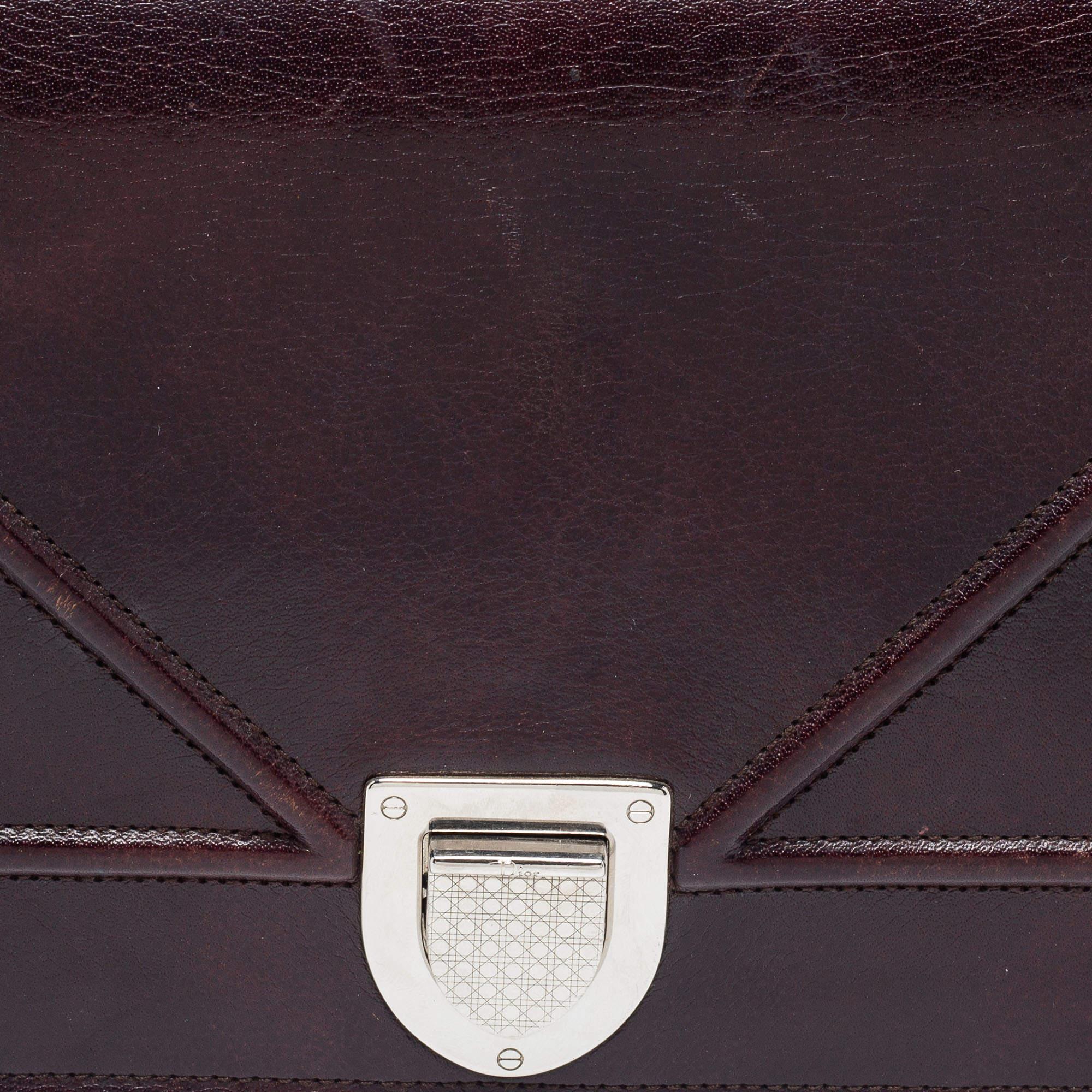 Dior Burgundy Leather Medium Diorama Flap Shoulder Bag 4
