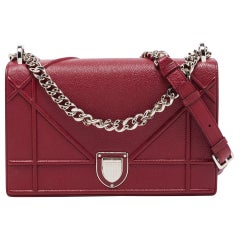 Dior Burgundy Leather Medium Diorama Shoulder Bag