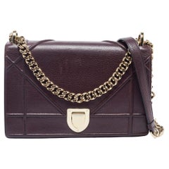 Dior Burgundy Leather Medium Diorama Shoulder Bag